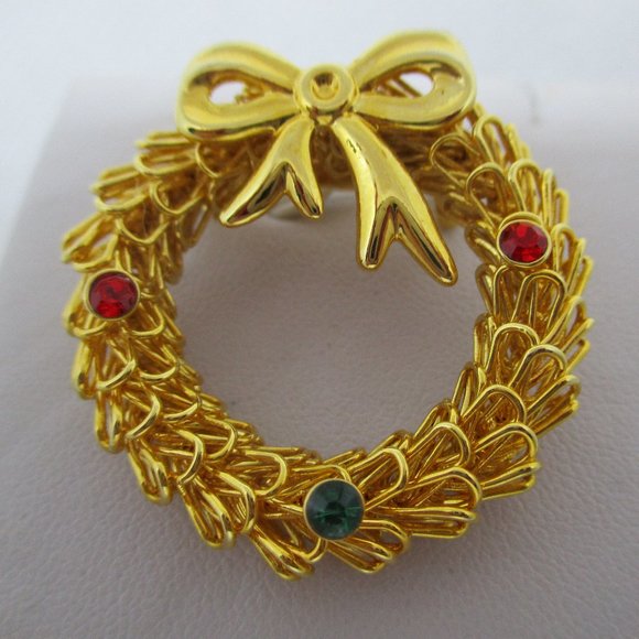Eisenberg Christmas Wreath Brooch Eisenberg Rhinestone Christmas Wreath Brooch - Picture 9 of 14